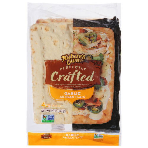 Nature's Own Nature's Own Perfectly Crafted Garlic Artisan Flats, Garlic Non-GMO Flatbread, 4 Count