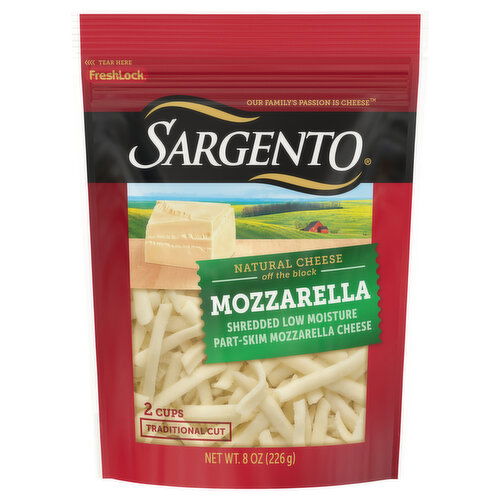 Sargento Shredded Cheese, Natural, Part-Skim, Low-Moisture, Mozzarella, Traditional Cut