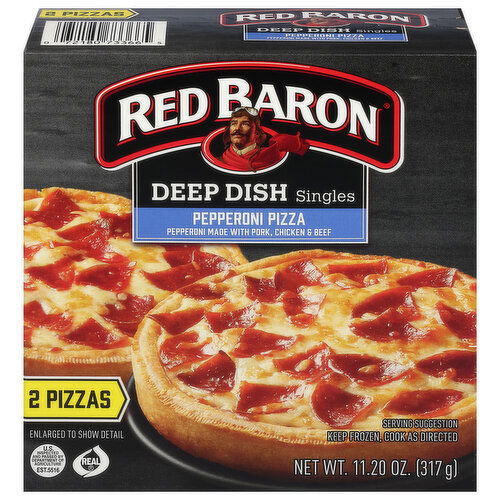 Red Baron Pizza, Deep Dish, Pepperoni, Singles