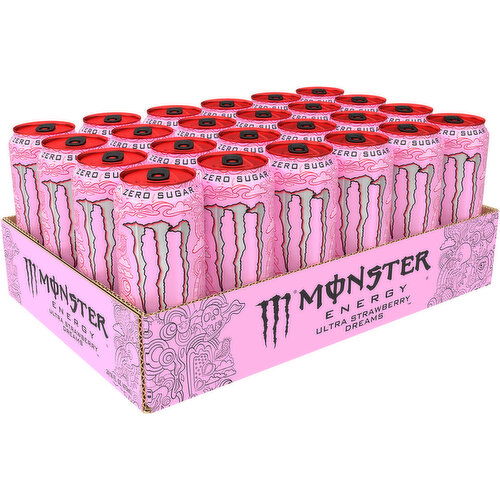 Monster Energy Ultra Monster Energy Ultra, Strawberry Dreams, Sugar Free Energy Drink, 24 Pack - 16 Fl Oz