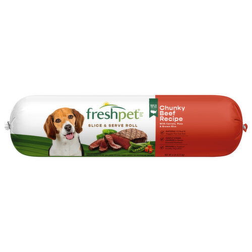 Freshpet Healthy & Natural Dog Food, Fresh Beef Roll, 6lb