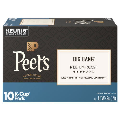 Peet's K-Cup Pods Ground Medium Roast Big Bang Coffee