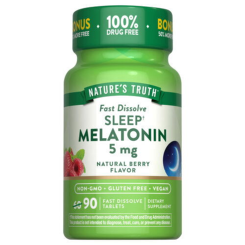 Nature's Truth Melatonin, Fast Dissolve Sleep, 5 mg, Tablets, Natural Berry Flavor