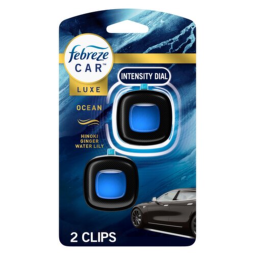 Febreze Car Air Freshener Odor-Fighting Automotive Vent Clip Ocean Scent, 2ct