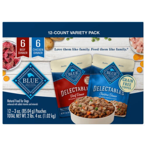 Blue Buffalo Food for Dogs, Natural, Assorted, Delectables, Variety Pack