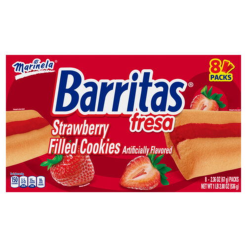 Marinela Marinela Barritas Fresa Strawberry Soft Filled Cookie Bar, 8 count, 18.88 oz