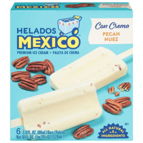 Helados Mexico Ice Cream Bars, Premium, Pecan