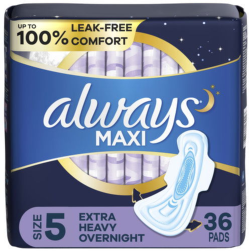 Always Overnight Pads with Wings, Size 5, 36