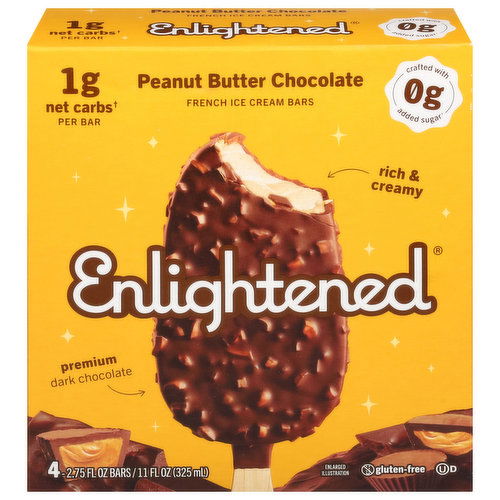 Enlightened Ice Cream Bars, Peanut Butter Chocolate, French