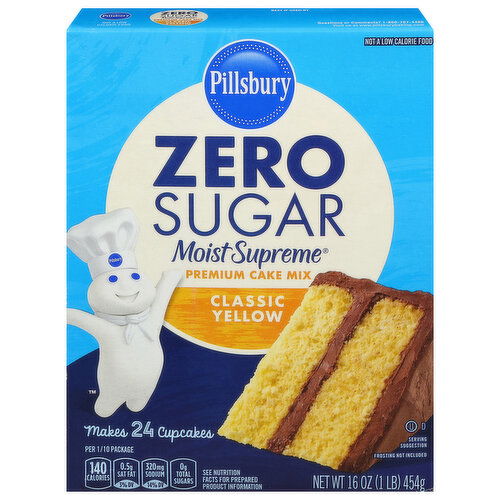 Pillsbury Cake Mix, Premium, Zero Sugar, Classic Yellow