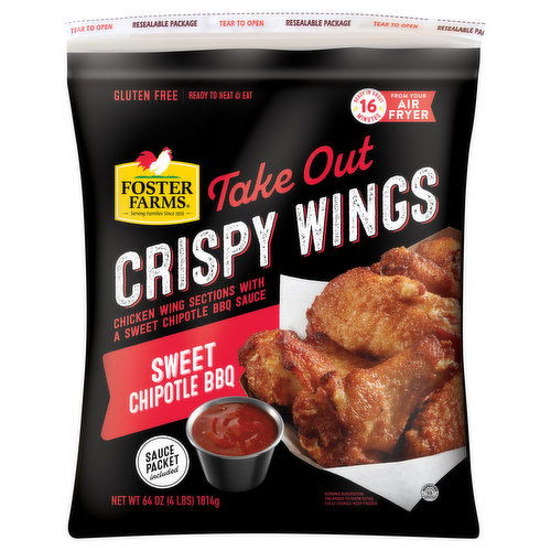 Foster Farms Crispy Wings, Sweet Chipotle BBQ, Take Out