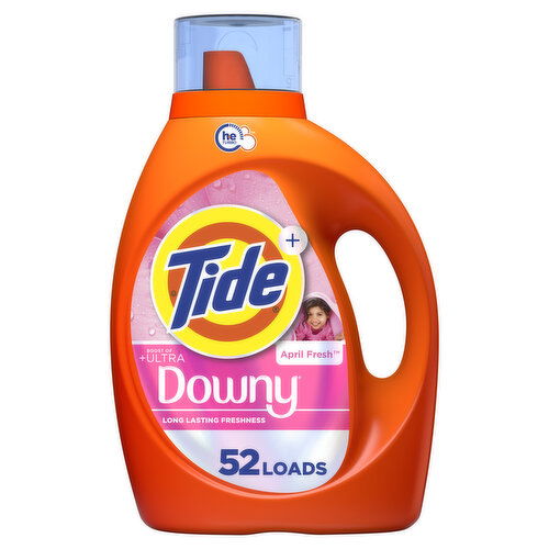 Tide Plus Boost of Ultra Downy Liquid Laundry Detergent, April Fresh Scent, 52 Loads