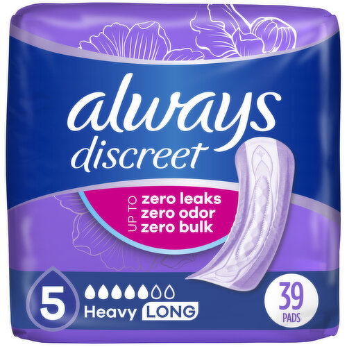 Always Discreet Pads, Heavy Absorbency, Long Length