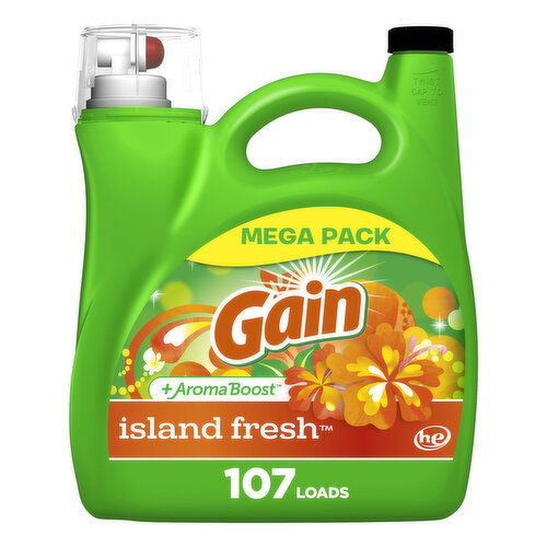 Gain Liquid Laundry Detergent, Island Fresh Scent, 107 Loads