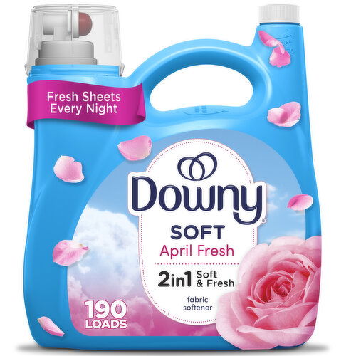 Downy Soft, 2 in 1 Soft and Fresh Liquid Fabric Softener, April Fresh, 190 Loads