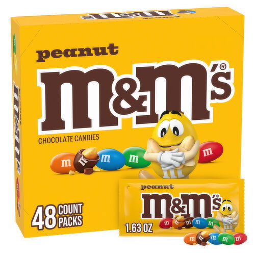 M&M'S M&M'S Individually Wrapped Peanut Milk Chocolate Candy Bulk, 1.74 Oz Packs, 48 Ct Box