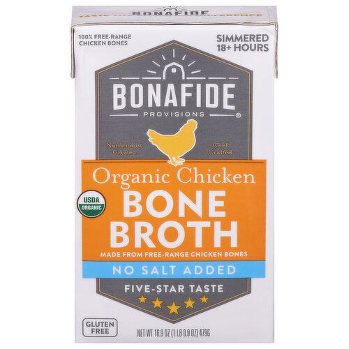 Bonafide Provisions No Salt Added Organic Chicken Bone Broth