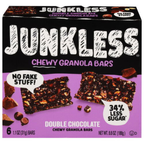 Junkless Granola Bars, Double Chocolate, Chewy