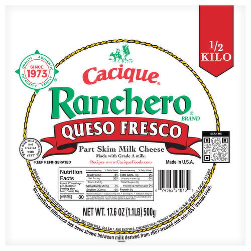 Cacique Queso Fresco Part Skim Milk Cheese Image 1 of 3