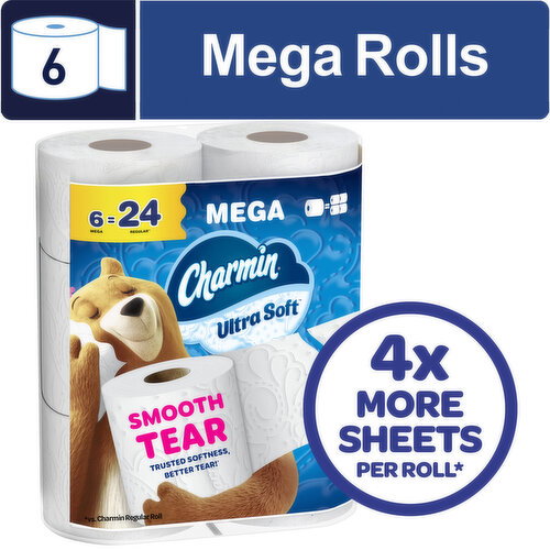 Charmin Toilet Paper Ultra Soft, Mega Rolls Image 1 of 6