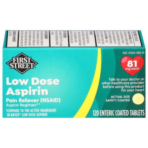 First Street Aspirin, Low Dose, 81 mg, Tablets - Smart & Final