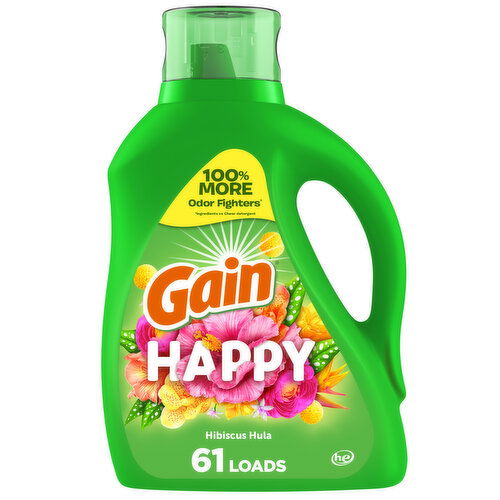 Gain Liquid Laundry Detergent, Happy, Hibiscus Hula, 61 loads