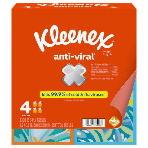 Kleenex Tissues, Anti-Viral, 3-Ply