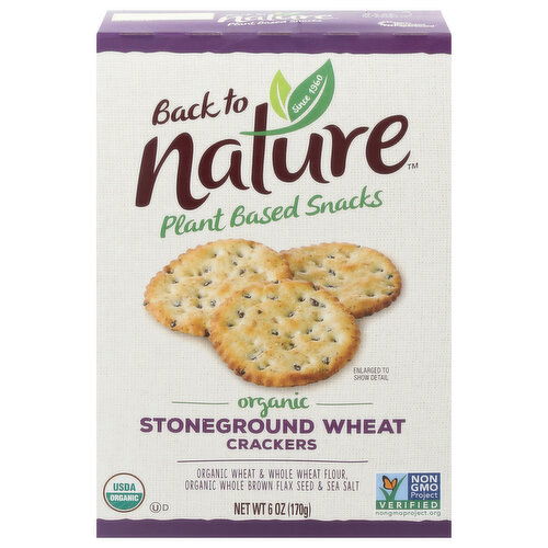 Back to Nature Crackers, Stoneground Wheat, Organic