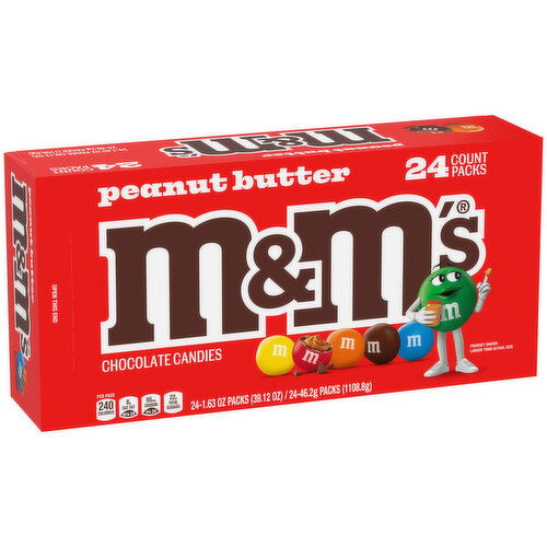 M&M'S Enjoy bite-sized pieces of chocolate-covered peanut butter that are coated with a colorful candy shell. Add colorful fun to your day with M&M’S Peanut Butter Chocolate Candy.