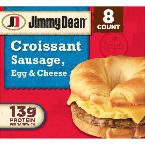 Jimmy Dean Croissant Breakfast Sandwiches with Sausage, Egg, and Cheese, Frozen Image 1 of 8
