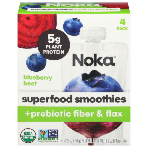 Noka Blueberry Beet Superfood Smoothies +Prebiotic Fiber & Flax