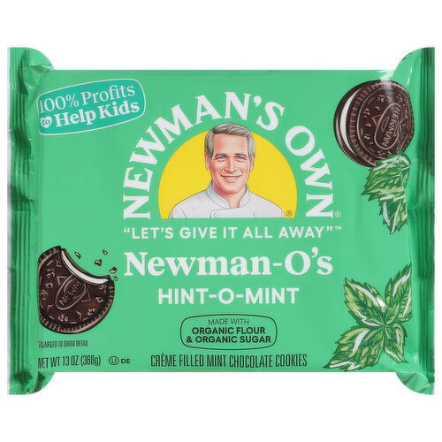Newman's Own Chocolate Cookies, Creme Filled, Hint-O-Mint