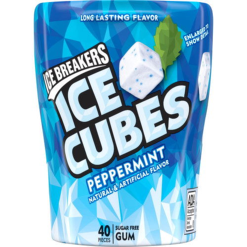 Ice Breakers Gum, Peppermint, Sugar Free, Ice Cubes