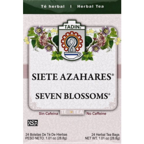 Tadin Herbal Tea, Seven Blossoms, No Caffeine, Bags