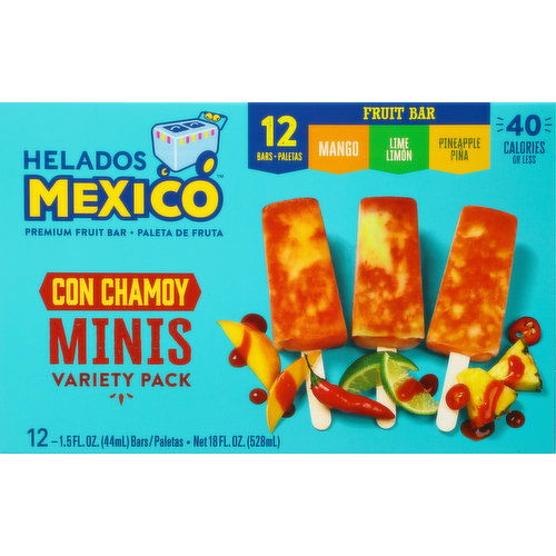 Helados Mexico Fruit Bars, Premium, Minis, Mango/Lime/Pineapple ...