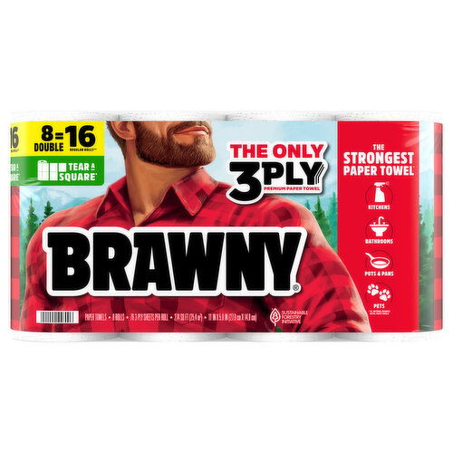 Brawny White 3-Ply Double Rolls Paper Towels