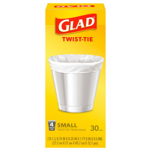 Glad 4 Gallon Can Twist-Tie Small Trash Bags