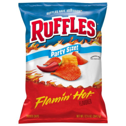 Ruffles Potato Chips, Flamin' Hot Flavored, Party Size
