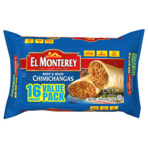 El Monterey Chimichangas, Beef & Bean, Value Pack