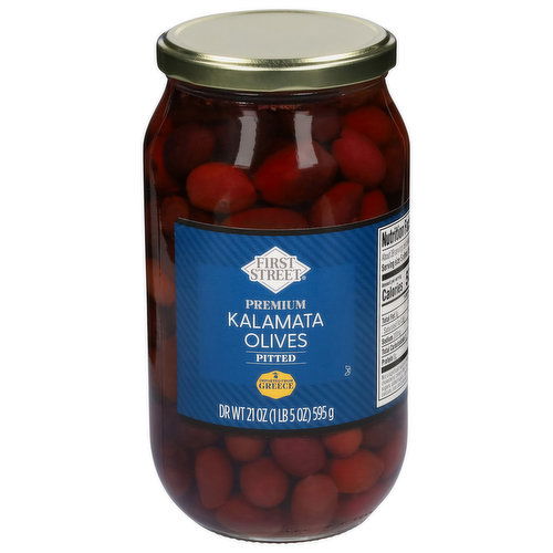 First Street Kalamata Olives, Pitted, Premium