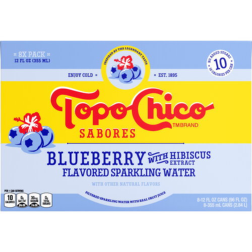 Topo Chico Sabores Blueberry With Hibiscus Extract Sparkling Water Cans