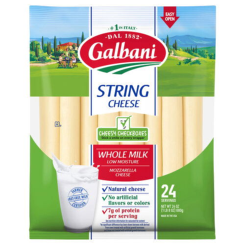 Galbani String Cheese, Mozzarella, Whole Milk, Low Moisture