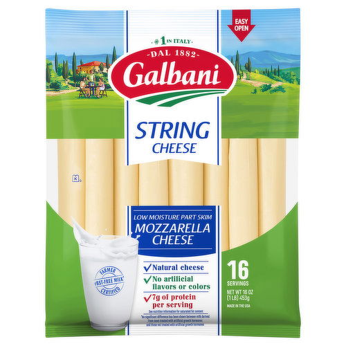 Galbani String Cheese, Mozzarella, Low Moisture Part Skim