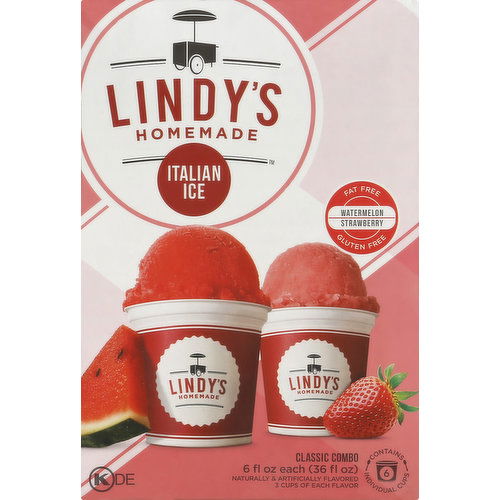 Lindys Italian Ice, Homemade, Watermelon/Strawberry, Classic Combo