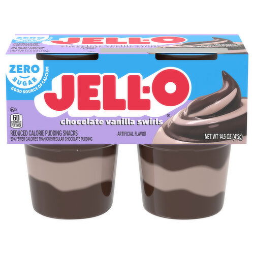 Jell-O Zero Sugar Reduced Calorie Chocolate Vanilla Swirls Pudding Snacks