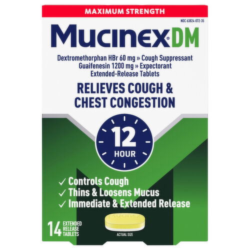 Mucinex DM Maximum Strength Tablets Relieves Cough & Chest Congestion