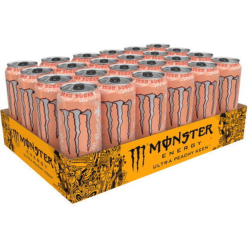 Monster Energy Ultra Monster Energy Ultra, Peachy Keen, Sugar Free Energy Drink, 24 Pack - 16 Fl Oz