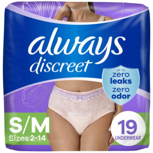 Always Discreet Adult Incontinence Underwear for Women, S/M