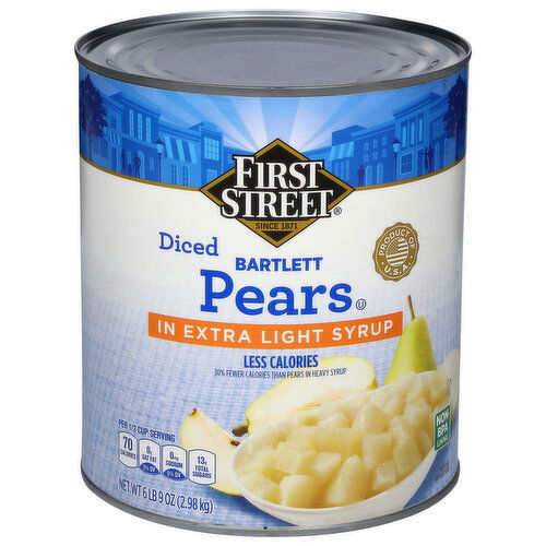 First Street Diced Bartlett Pears in Extra Light Syrup