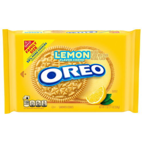Oreo Lemon Flavor Creme Sandwich Cookies Family Size